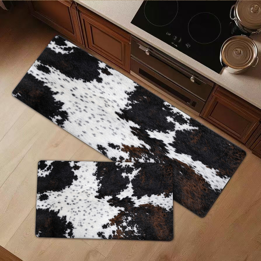 Cowhide Rug Faux - 1/2/3Pcs Flannel Kitchen Mat—Faux Cowhide Rug