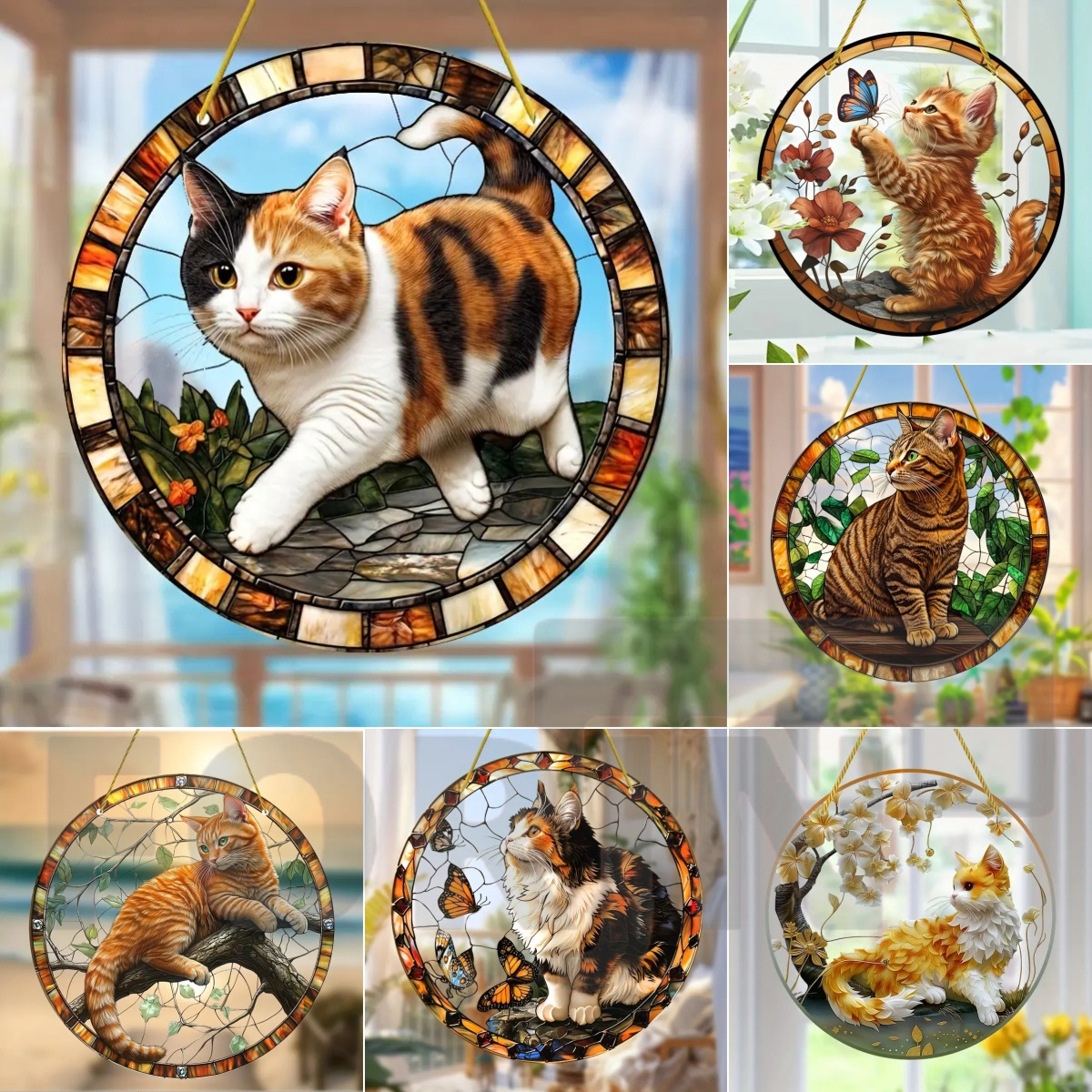 Home Decor Outdoor - Lively and Lovely Pet Cat Stained