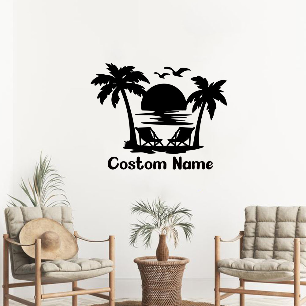 Home Decor Sticker - 1PC NEW Beach Customizable Text Name