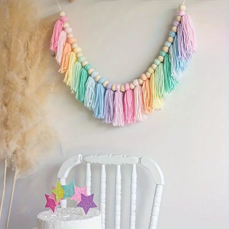 Boho Wind Chimes - 1pc Boho Colorful Rainbow Tassel Garland