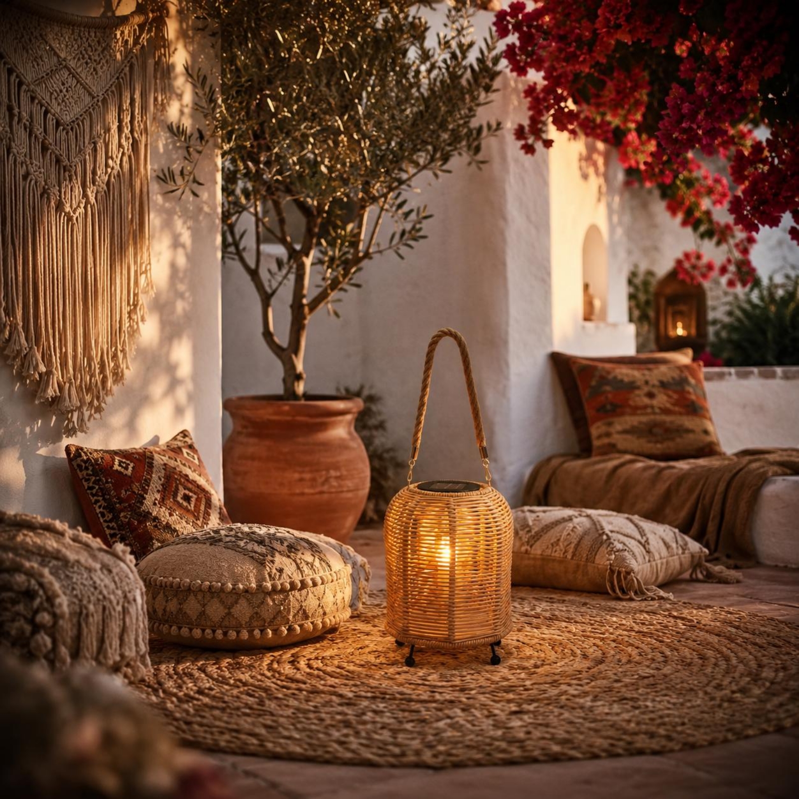 Home Decor Outdoor - Handwoven Solar Lantern Warm LED Handwoven