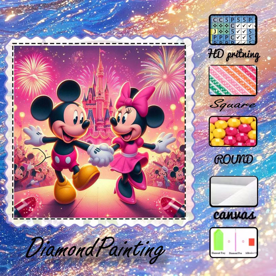 Home Decor Disney - 1 Piece-5D-DIY--Diamond Painting Set-Mickey, Castle-Diamond Art-Mosaic-Home