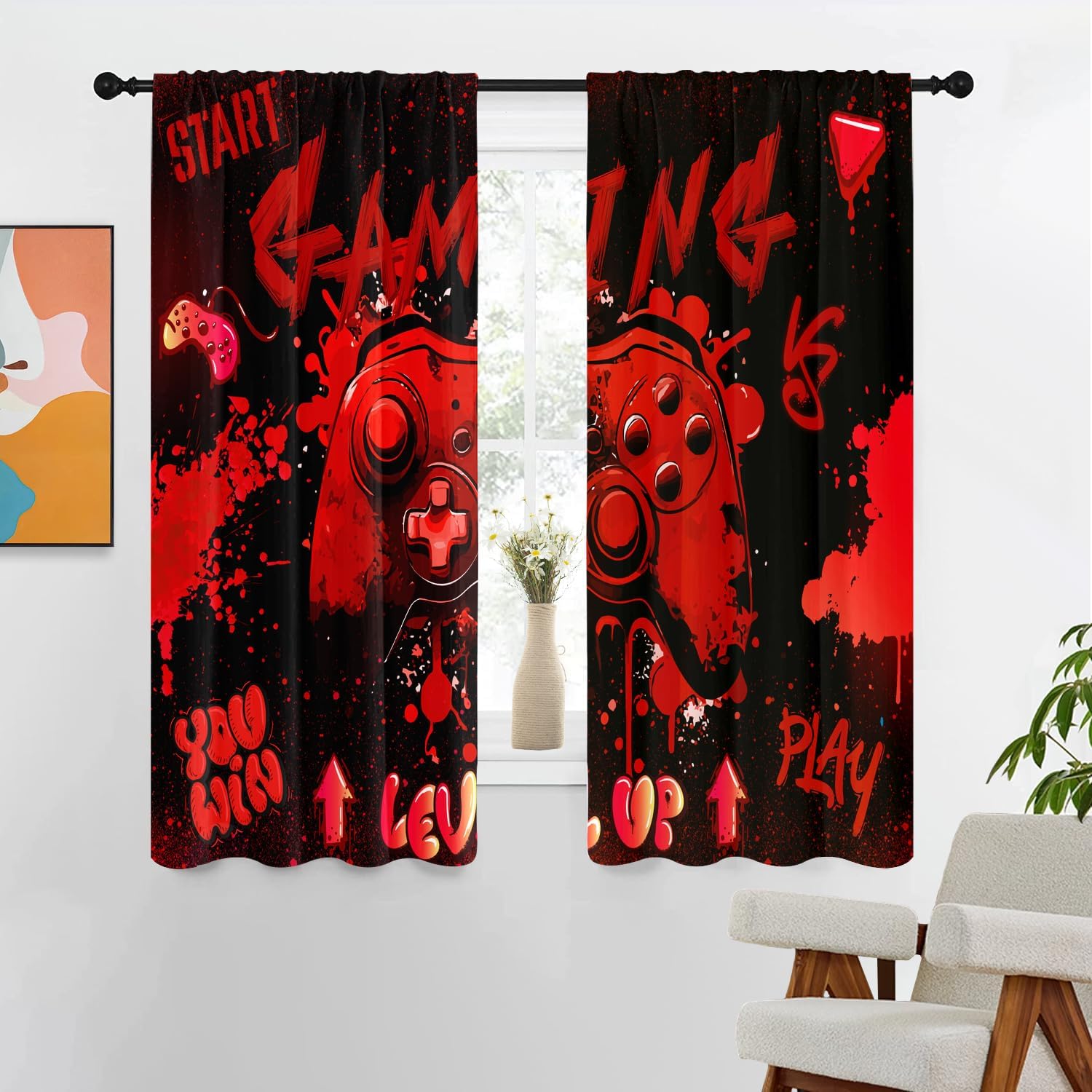 Home Decor Youtube Videos - Gaming Controller Curtains Red Black Video