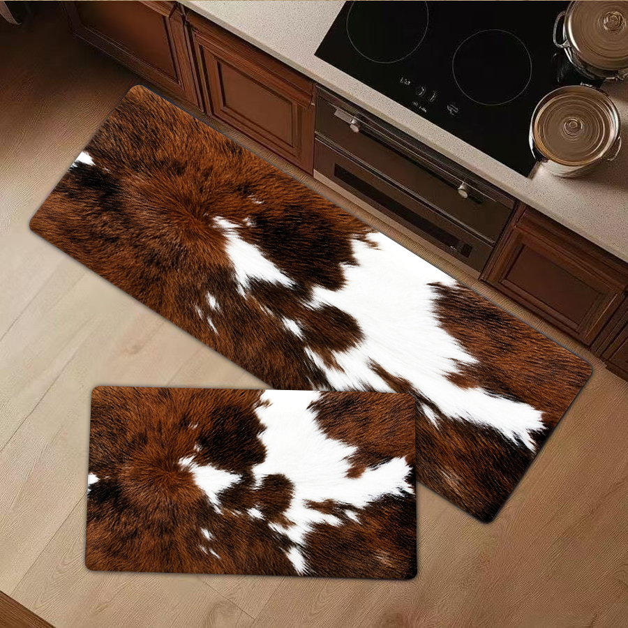 Cowhide Rug Faux - 1/2/3Pcs Flannel Kitchen Mat—Modern Faux Cowhide