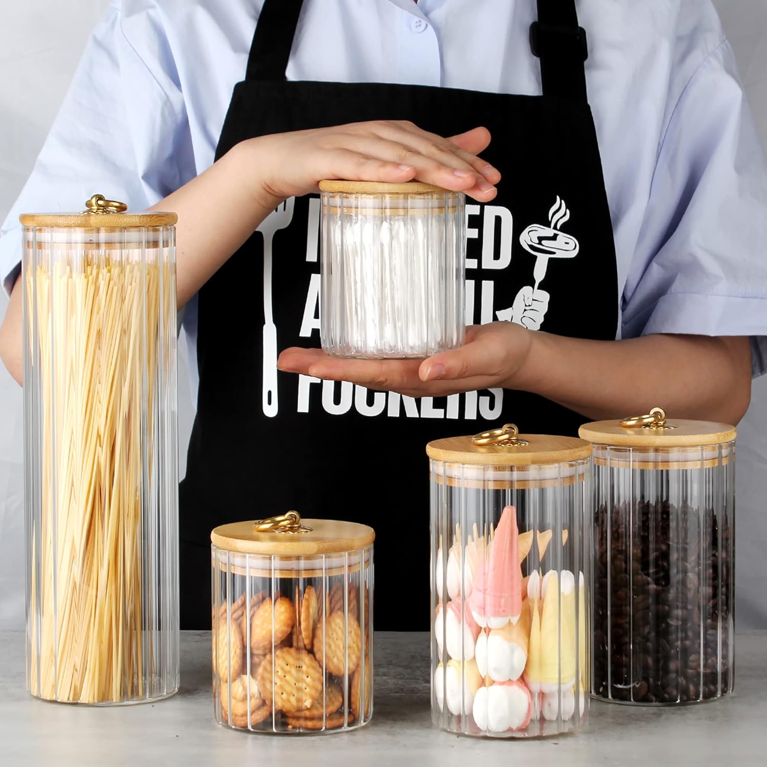 Glass Storage Jars Set of 5, D - Home Decor Glass 리뷰 및 가격