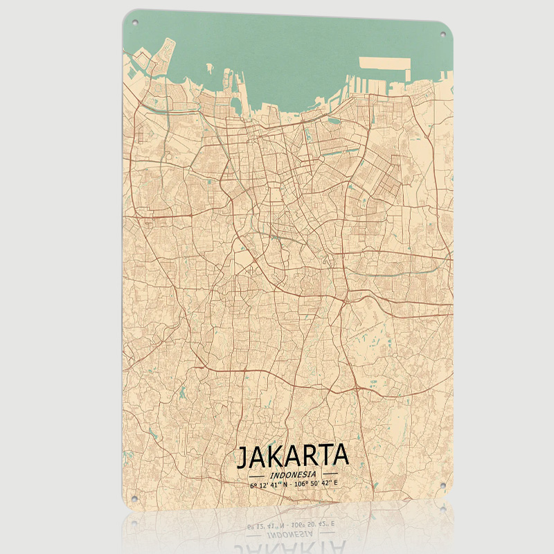 Jakarta Vintage Map Printed Po - Home Decor Jakarta 리뷰 및 가격