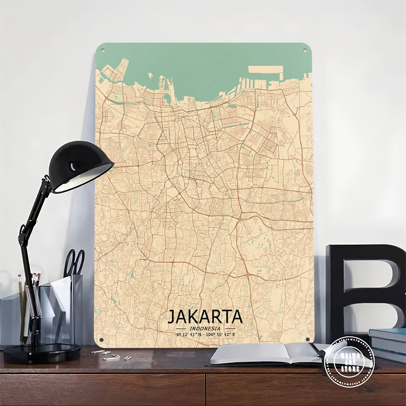 Jakarta Vintage Map Printed Po - Home Decor Jakarta 리뷰 및 가격