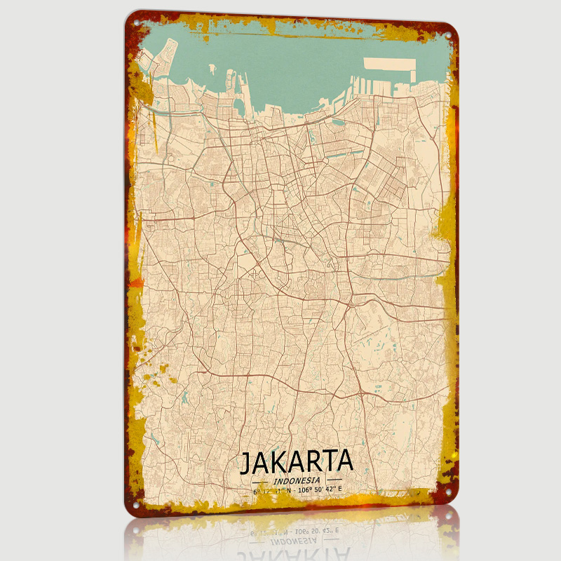 Jakarta Vintage Map Printed Po - Home Decor Jakarta 리뷰 및 가격