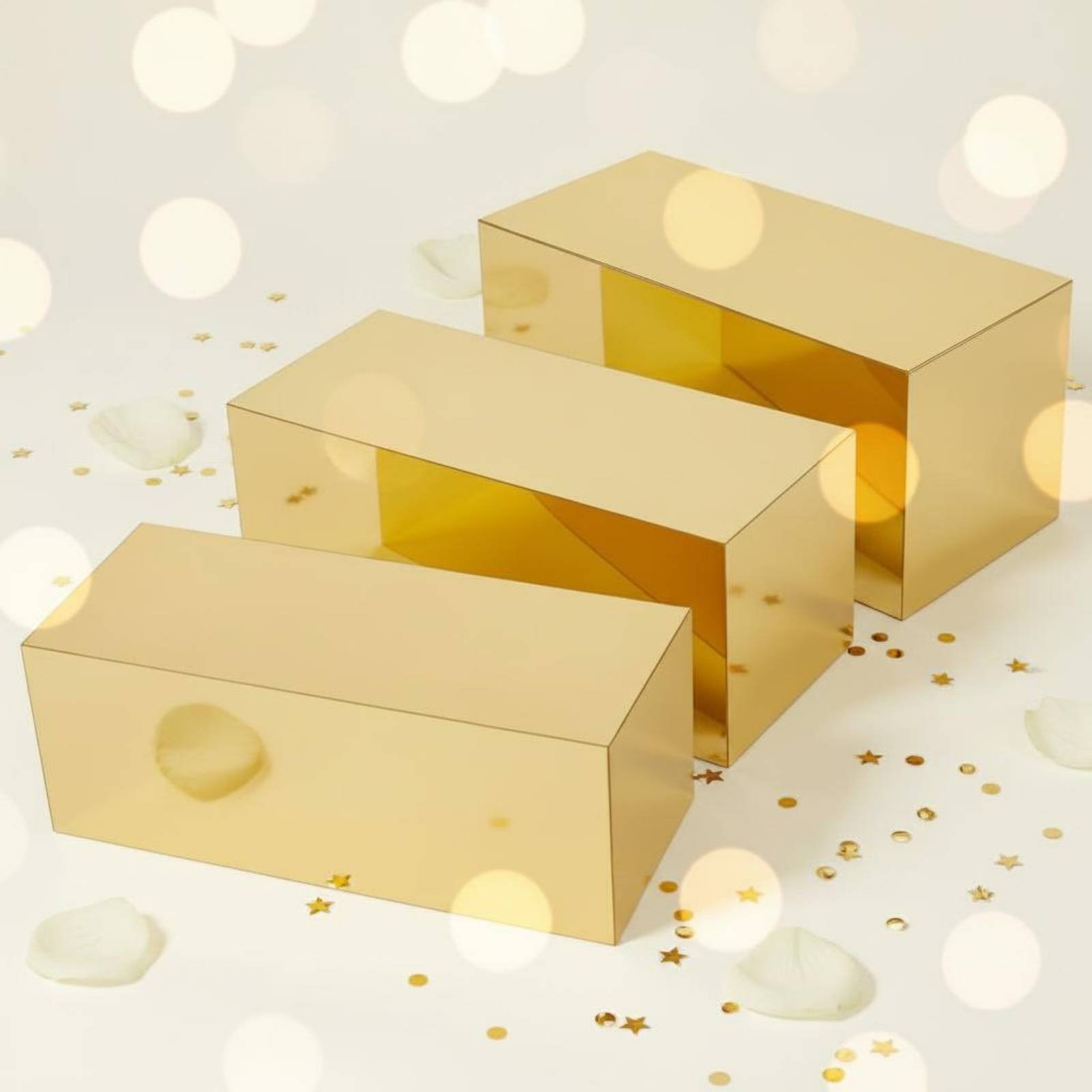 3 Pieces Gold Acrylic Display  - Home Decor Gold 리뷰 및 가격