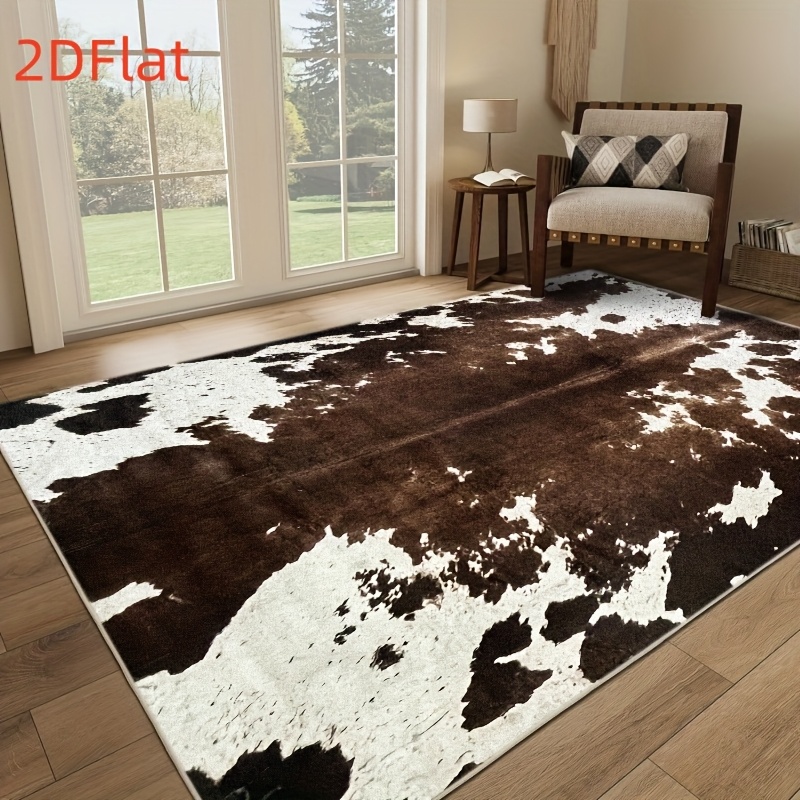 2D Flat Cowhide Print Flannel  - Cowhide Rug Faux 리뷰 및 가격