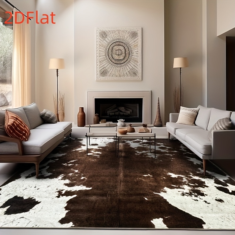 2D Flat Cowhide Print Flannel  - Cowhide Rug Faux 리뷰 및 가격