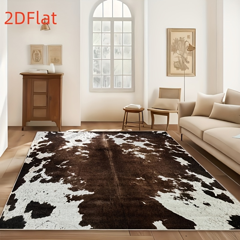 2D Flat Cowhide Print Flannel  - Cowhide Rug Faux 리뷰 및 가격