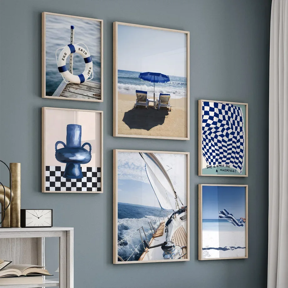 Blue Sea Sunshine Beach White  - Home Decor Minimal 리뷰 및 가격