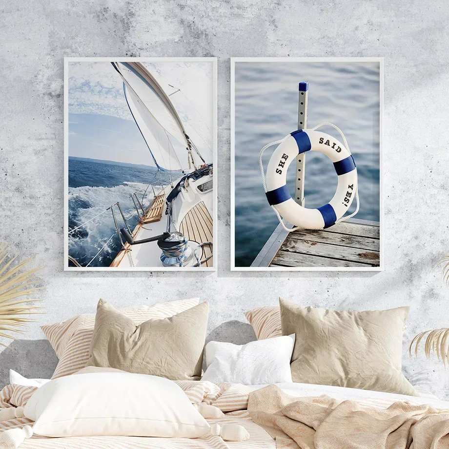 Blue Sea Sunshine Beach White  - Home Decor Minimal 리뷰 및 가격
