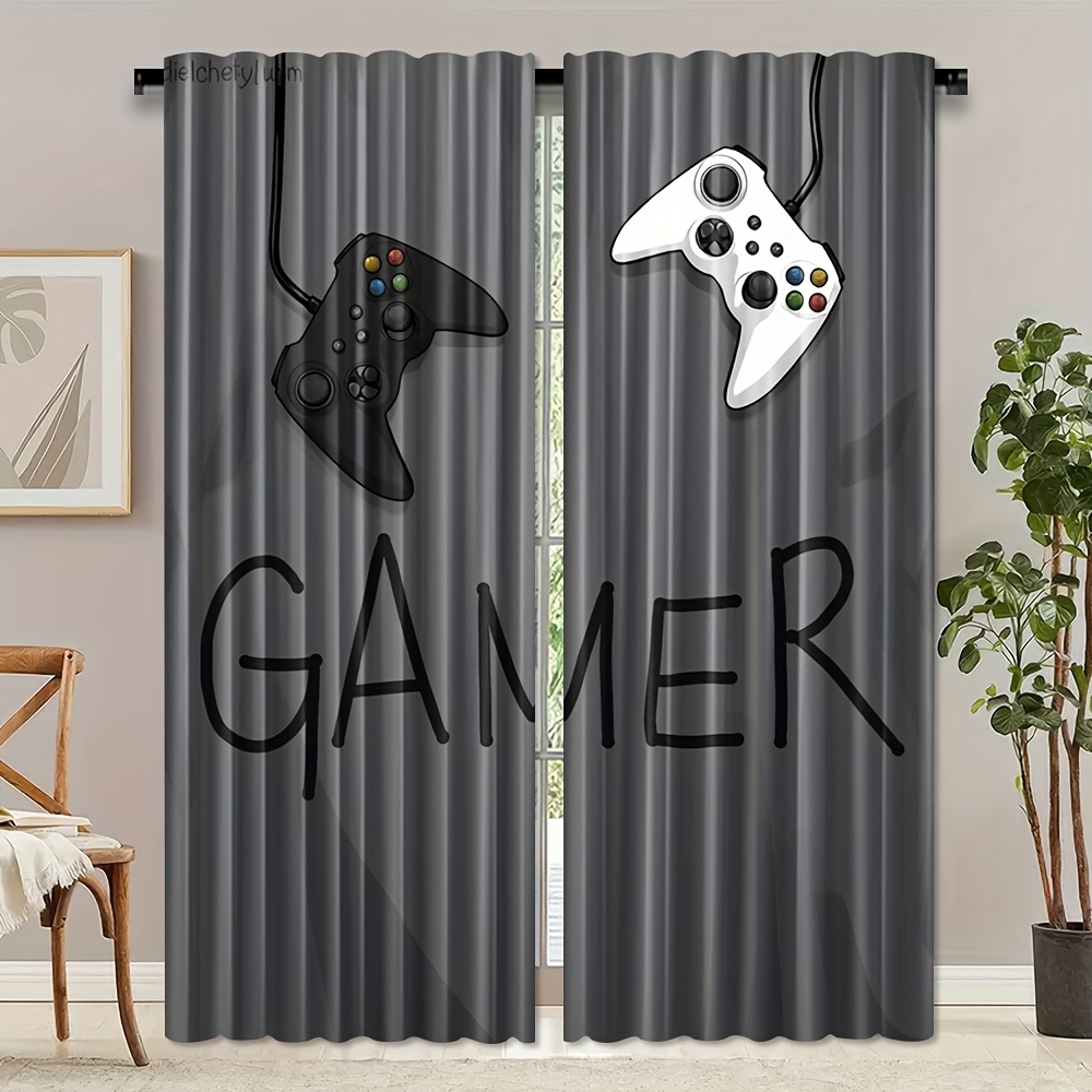 Gamer Text Controller Curtains - Home Decor Youtube Videos 리뷰 및 가격