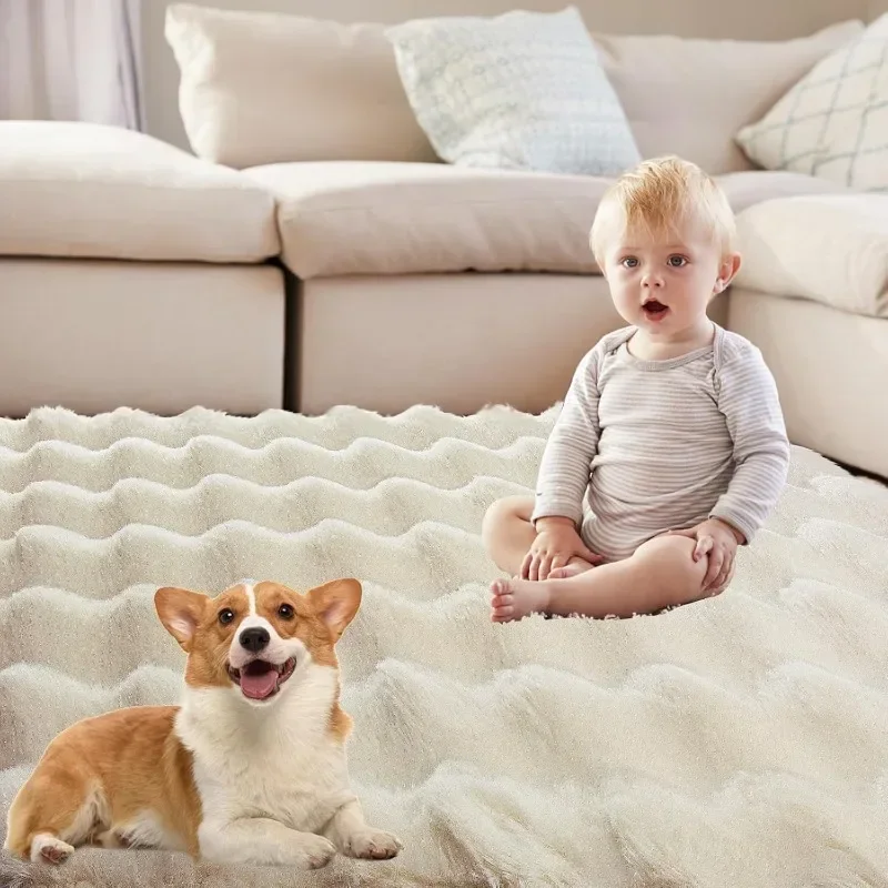Fluffy Faux Rabbit Fur Carpet  - Cowhide Rug Faux 리뷰 및 가격