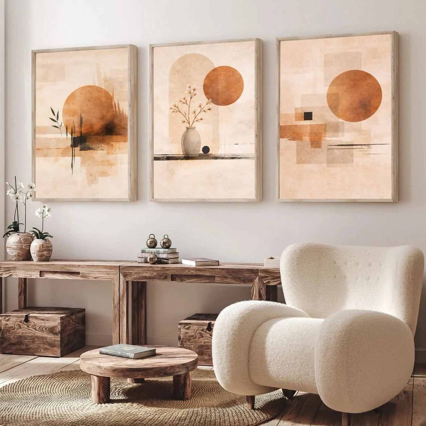 3PCS  Neutral Abstract Sun Pos - Home Decor Minimal 리뷰 및 가격