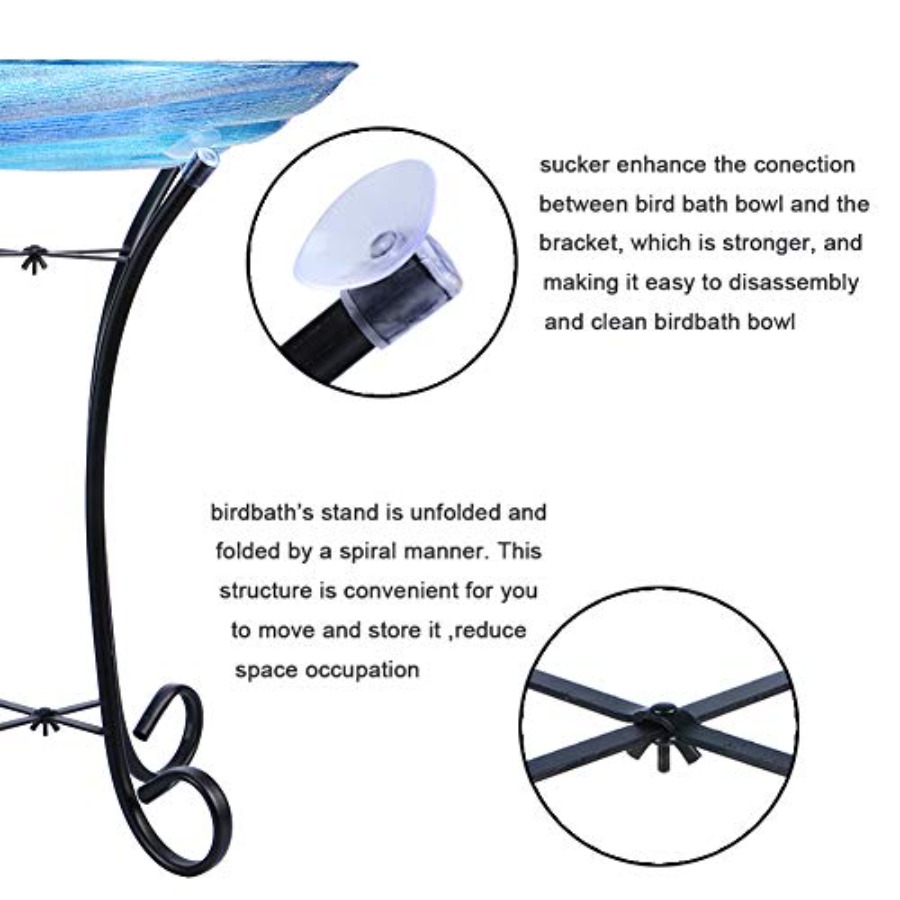 MUMTOP Outdoor Glass Birdbath  - Home Decor Outdoor 리뷰 및 가격
