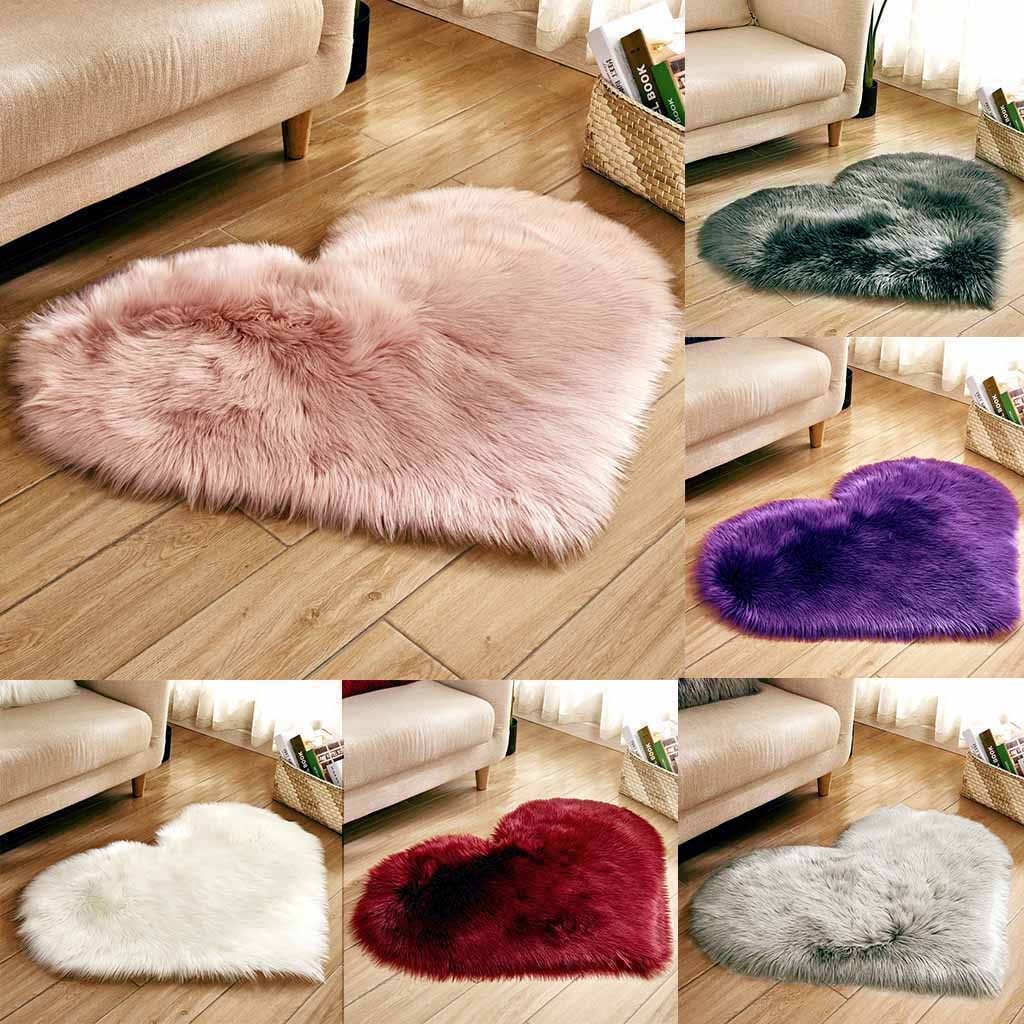 Heart Shaped Faux Fur Rug Bedr - Cowhide Rug Faux 리뷰 및 가격