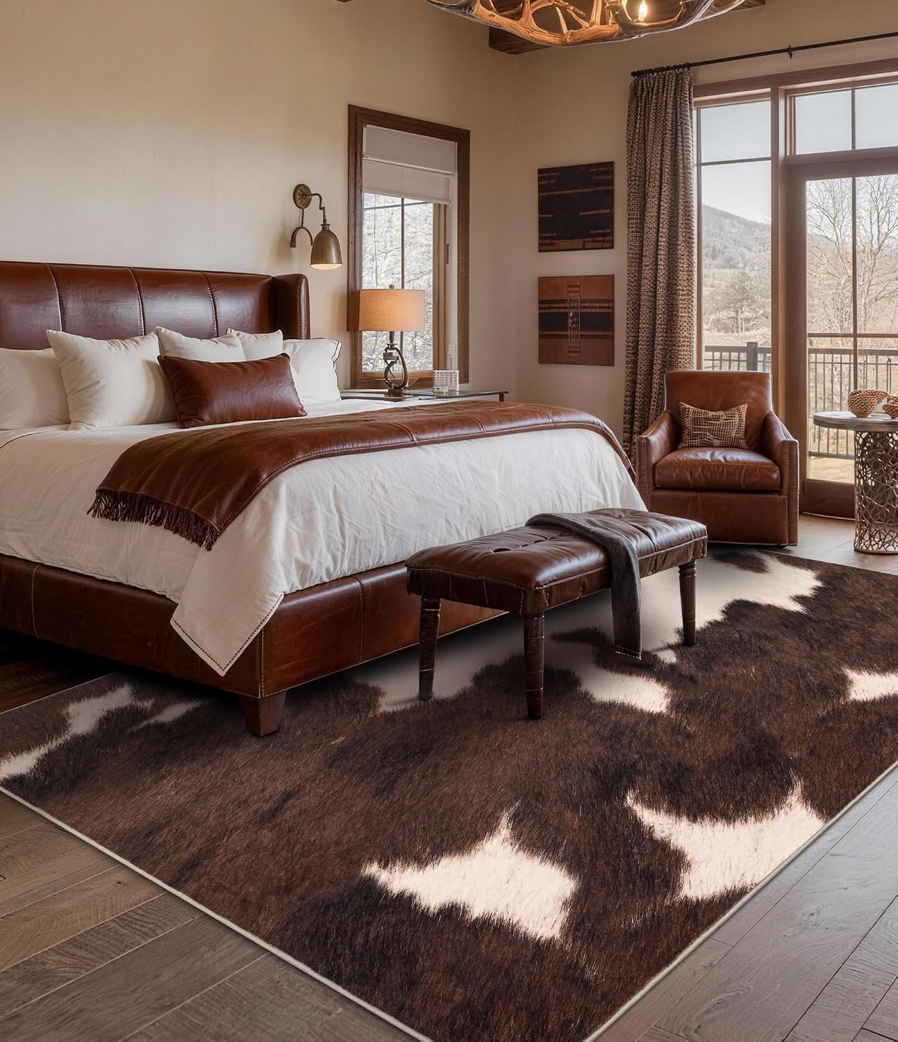 Brown Faux Cowhide Area Rug, S - Cowhide Rug Faux 리뷰 및 가격