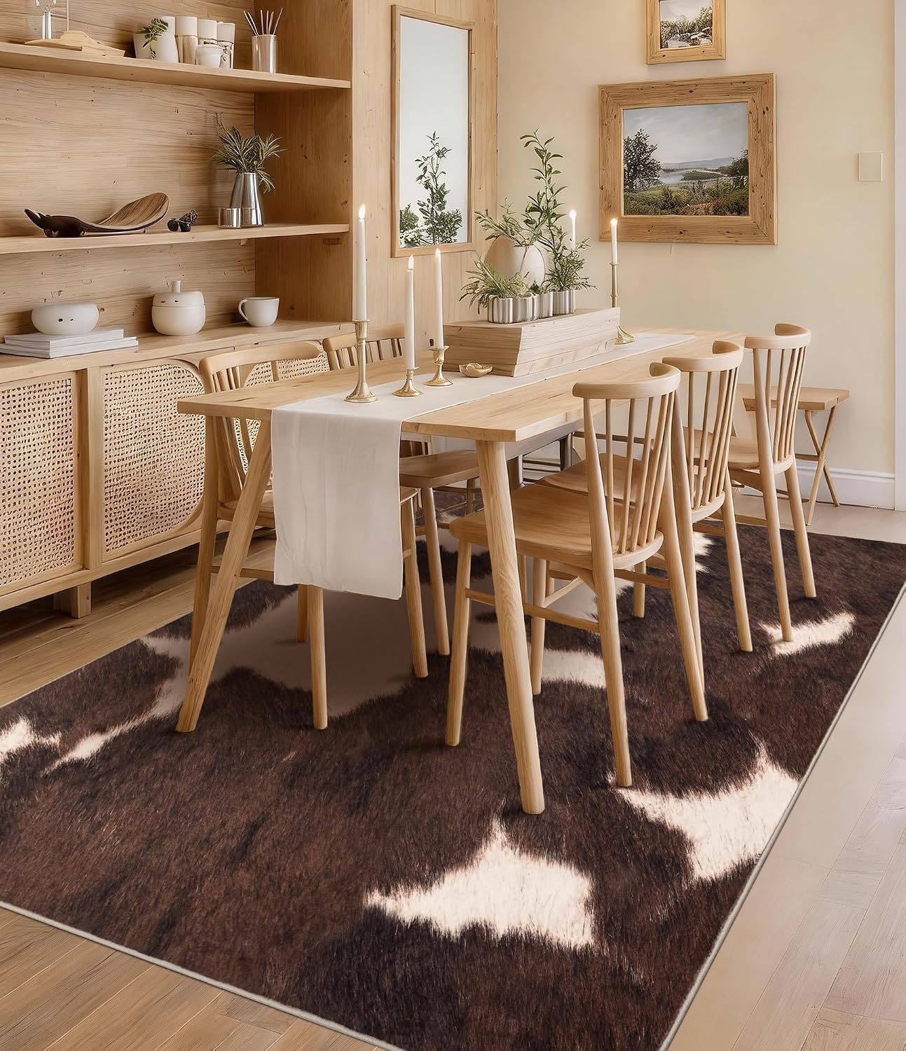 Brown Faux Cowhide Area Rug, S - Cowhide Rug Faux 리뷰 및 가격