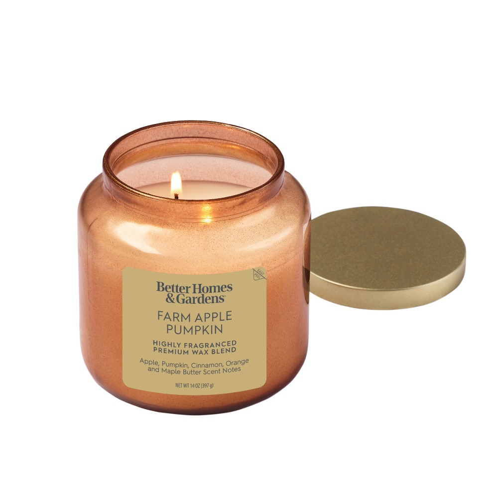 Orange Glass Jar Candle with G - Home Decor Gold 리뷰 및 가격
