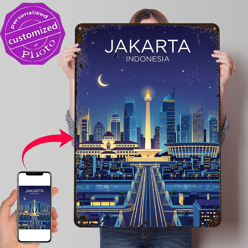 Jakarta Cityscape At Night Met - Home Decor Jakarta 리뷰 및 가격