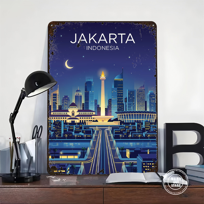 Jakarta Cityscape At Night Met - Home Decor Jakarta 리뷰 및 가격