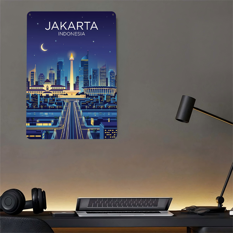 Jakarta Cityscape At Night Met - Home Decor Jakarta 리뷰 및 가격