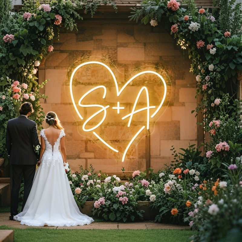 Custom Initials Heart LED Neon - Home Decor Unique 리뷰 및 가격