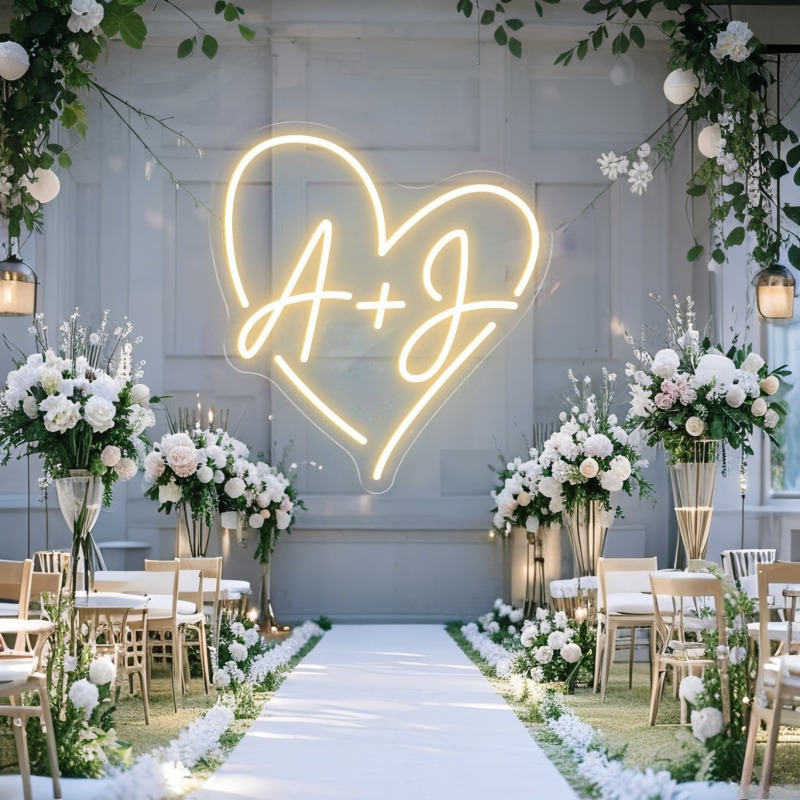 Custom Initials Heart LED Neon - Home Decor Unique 리뷰 및 가격