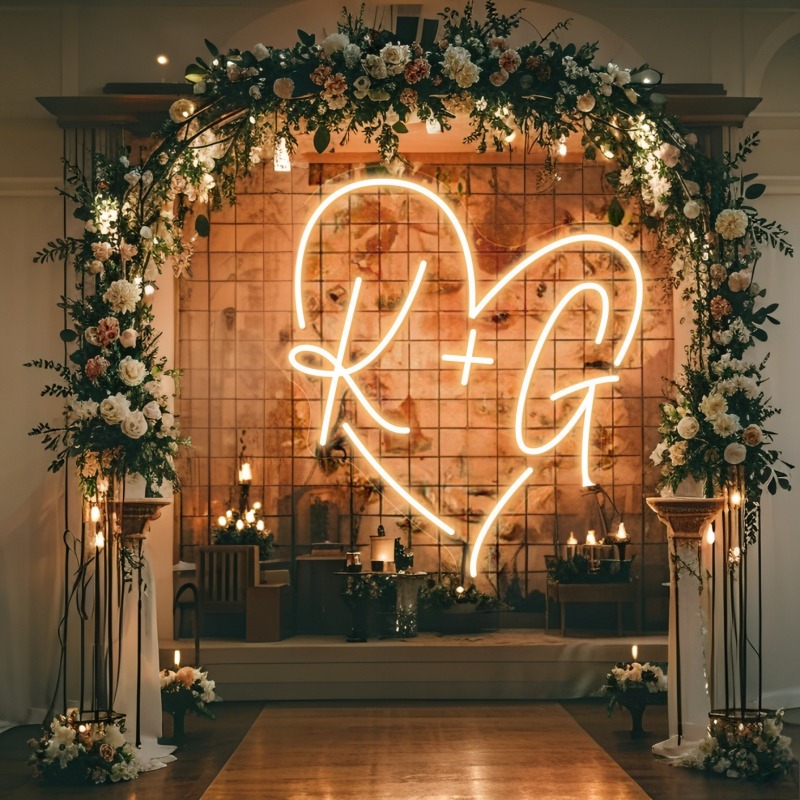 Custom Initials Heart LED Neon - Home Decor Unique 리뷰 및 가격