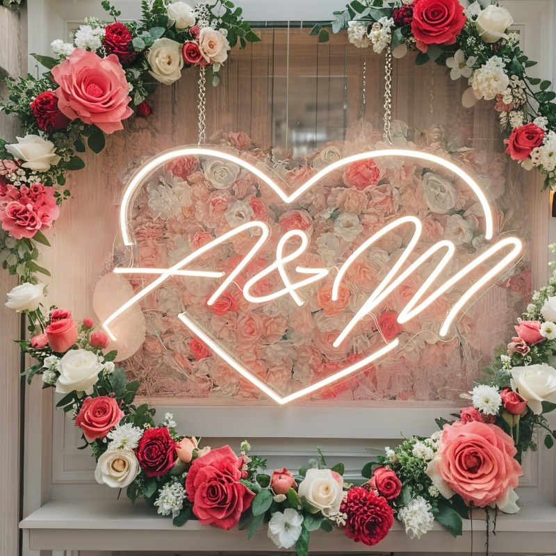 Custom Initials Heart LED Neon - Home Decor Unique 리뷰 및 가격