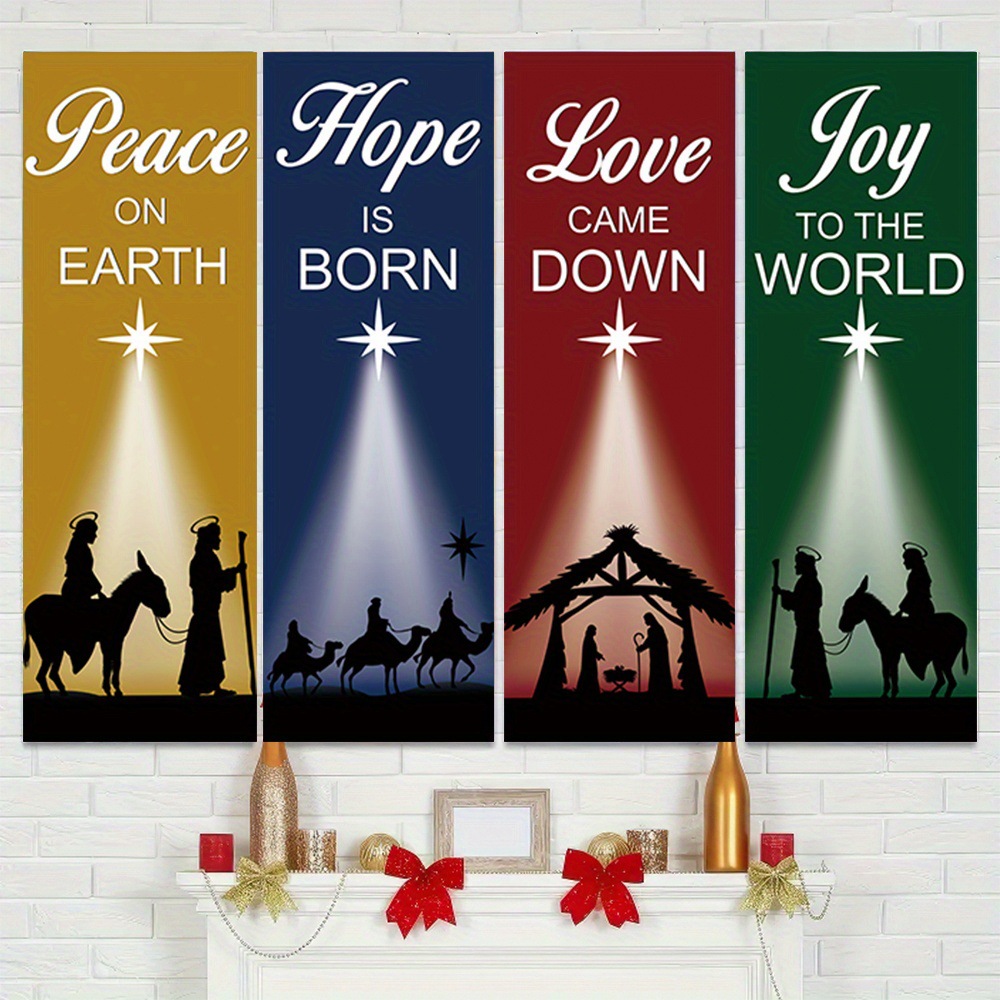 4-Piece Christmas-Themed Banne - Home Decor Locations 리뷰 및 가격