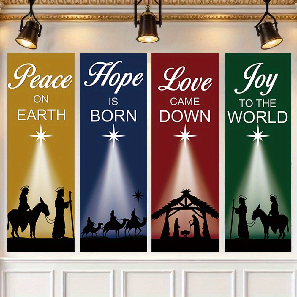 4-Piece Christmas-Themed Banne - Home Decor Locations 리뷰 및 가격