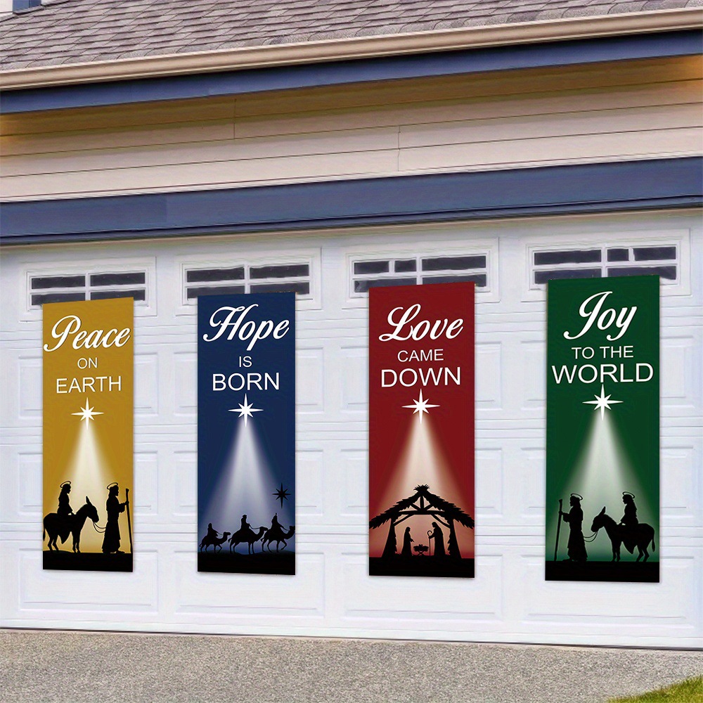 4-Piece Christmas-Themed Banne - Home Decor Locations 리뷰 및 가격