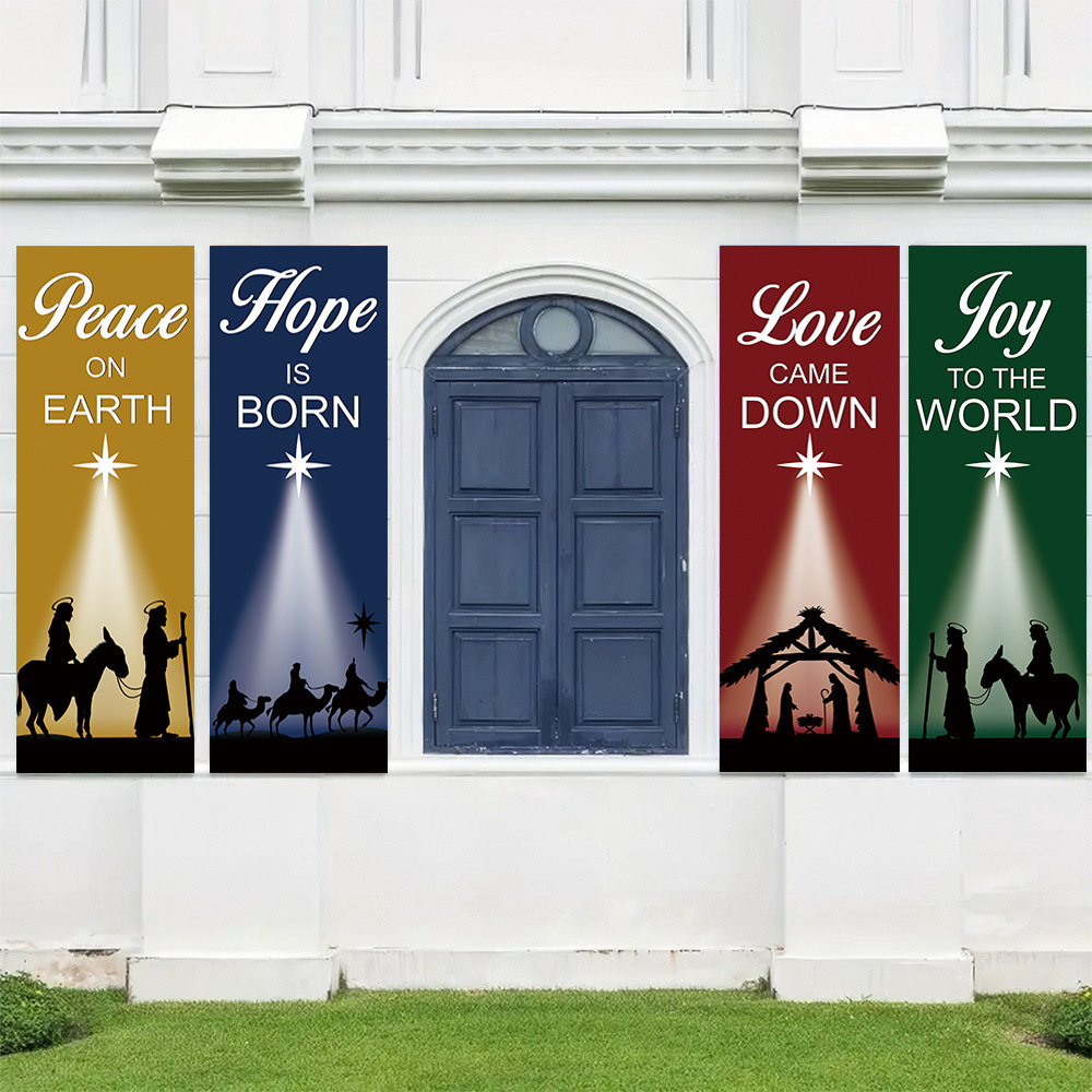 4-Piece Christmas-Themed Banne - Home Decor Locations 리뷰 및 가격