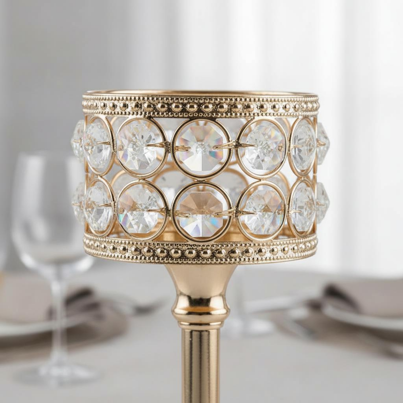 3 Pieces Gold Crystal Candle H - Home Decor Gold 리뷰 및 가격