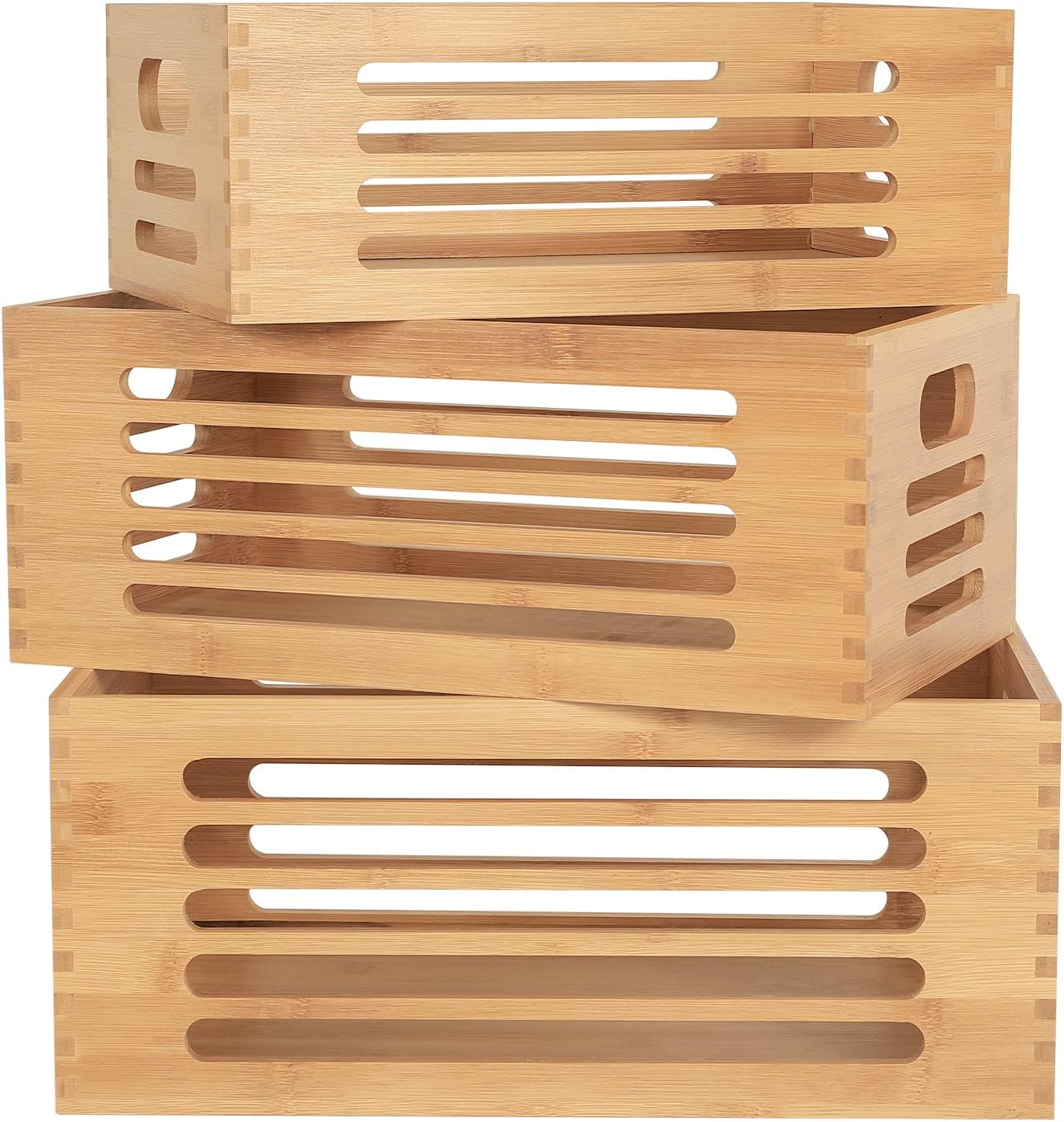3PCS Bamboo Wood Storage Bins  - Home Decor Kitchen 리뷰 및 가격