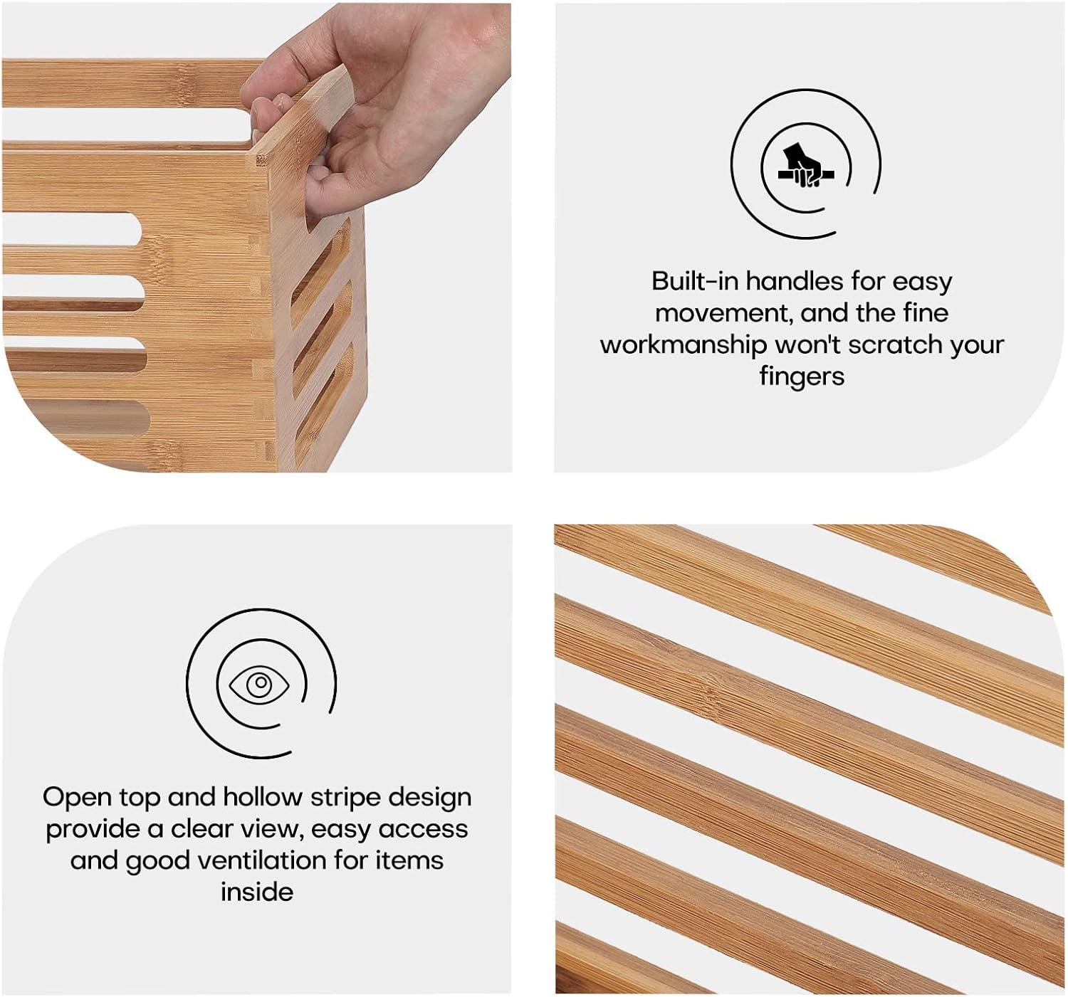 3PCS Bamboo Wood Storage Bins  - Home Decor Kitchen 리뷰 및 가격