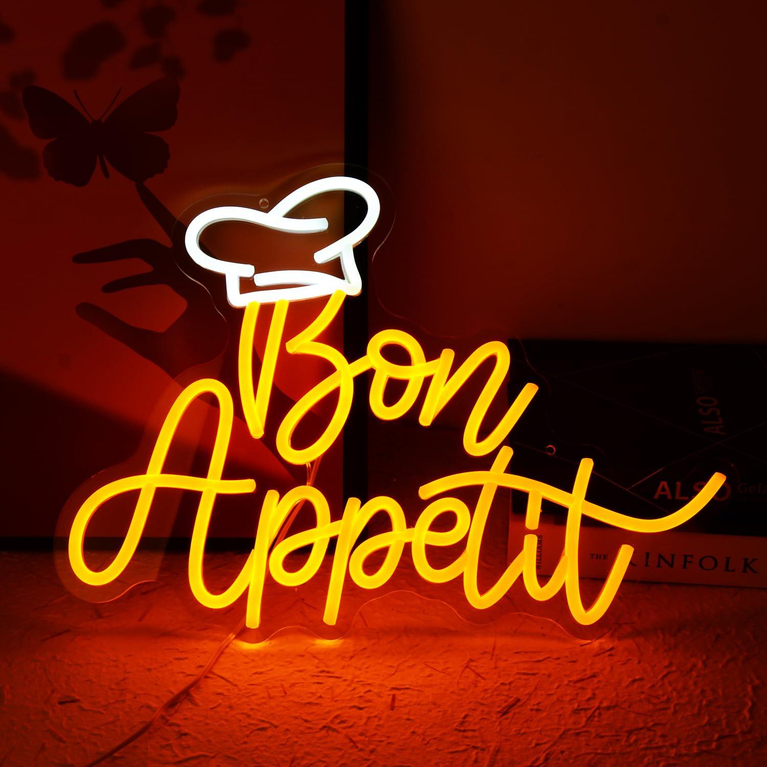 Bon Appetit Chef Hat Neon Sign - Home Decor Kitchen 리뷰 및 가격