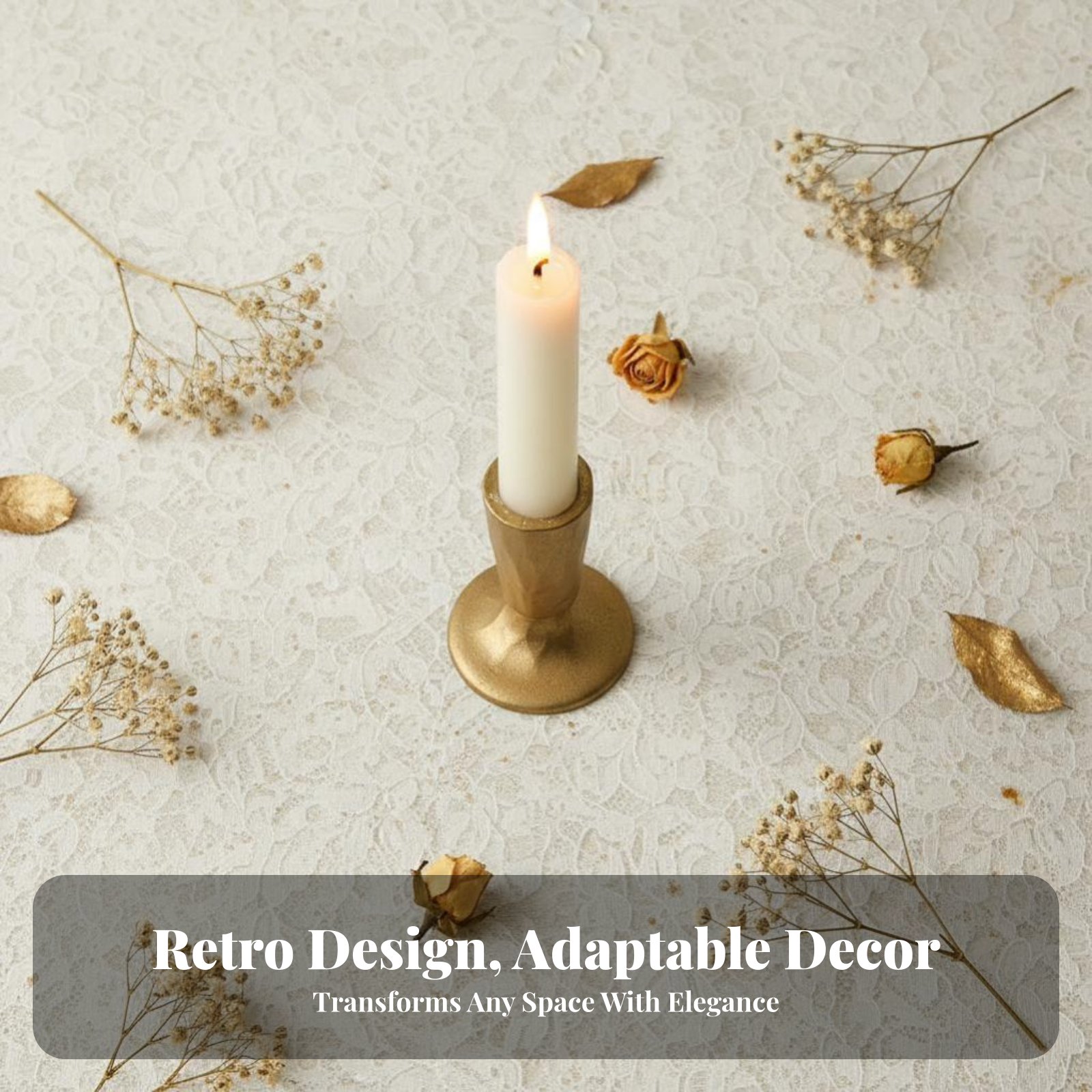 Gold Cast Iron Candle Holder,  - Home Decor Gold 리뷰 및 가격