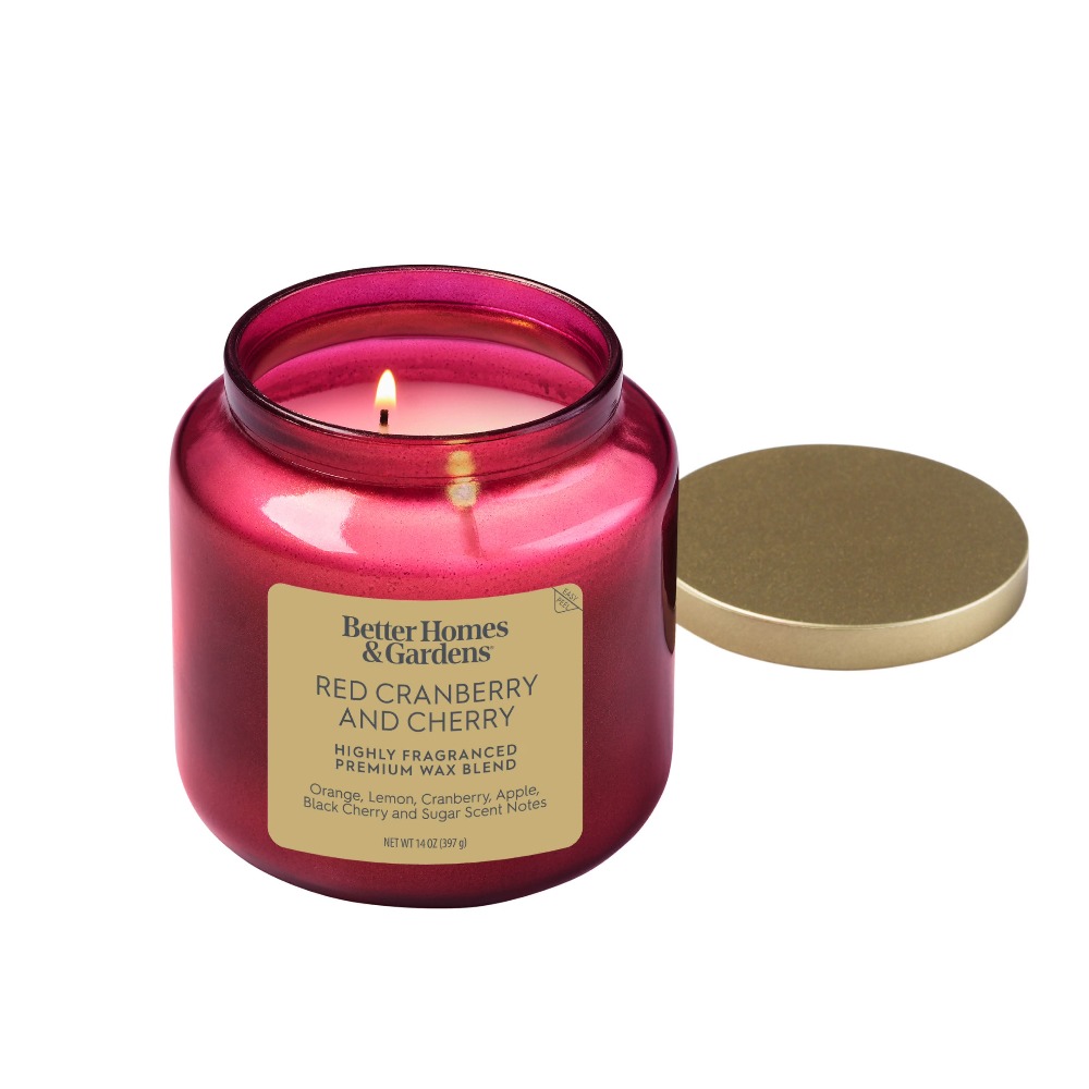 Red Glass Jar Candle with Gold - Home Decor Gold 리뷰 및 가격