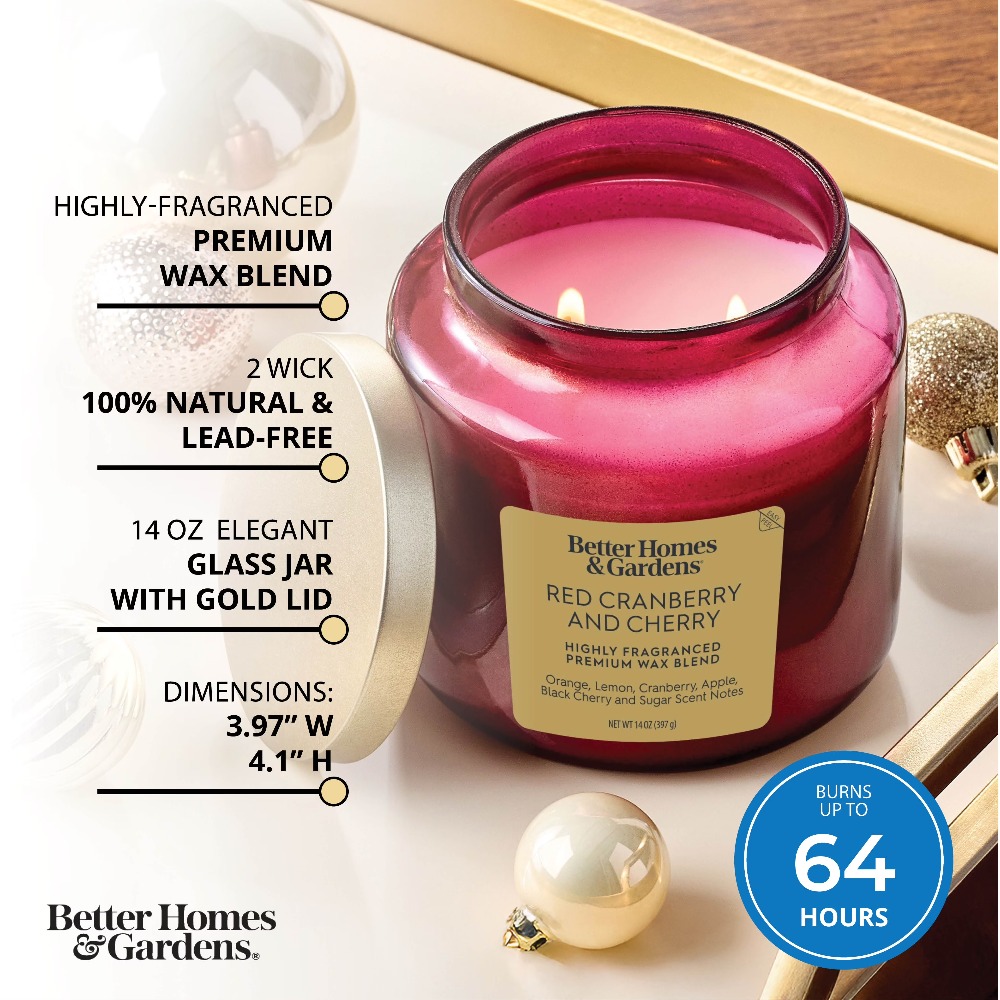 Red Glass Jar Candle with Gold - Home Decor Gold 리뷰 및 가격